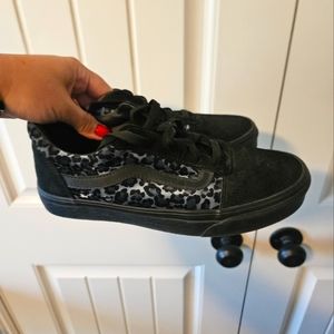 Leopard Blue and Black Suade Vans